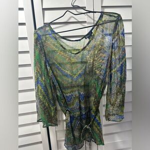 Lucky Brand Colorful Sheer Patterned Blouse - Size M